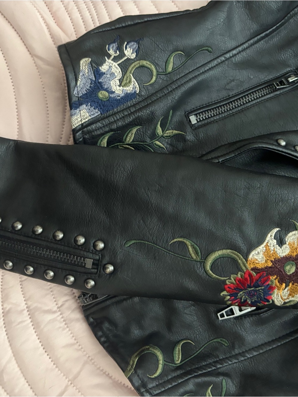 Blank NYC Black Floral Studded Moto Jacket - Picture 8 of 8